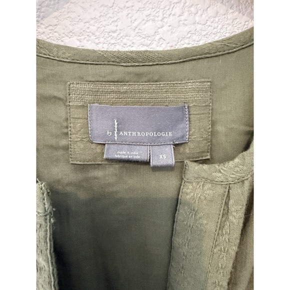 Anthropologie Somerset Floral Maxi Dress XS Green Cotton Prairie Cottage - Picture 5 of 6